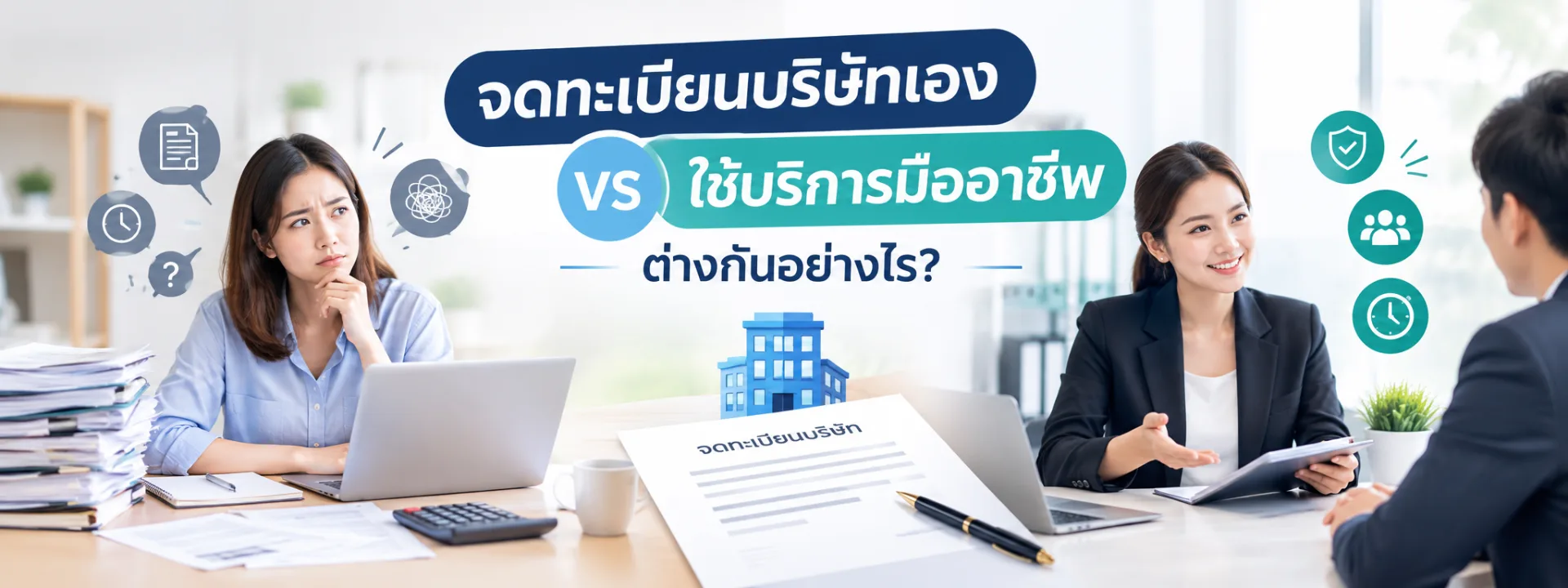 จดทะเบียนบริษัทเอง vs ใช้บริการมืออาชีพ ต่างกันอย่างไร